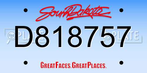 D818757 South Dakota License Plate