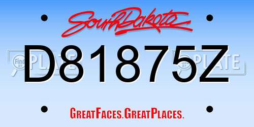 D81875Z South Dakota License Plate