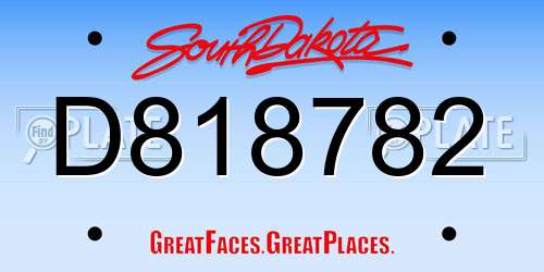 D818782 South Dakota License Plate