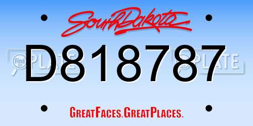 D818787 South Dakota License Plate