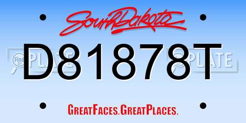 D81878T South Dakota License Plate