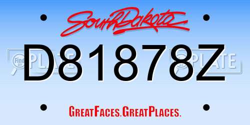 D81878Z South Dakota License Plate