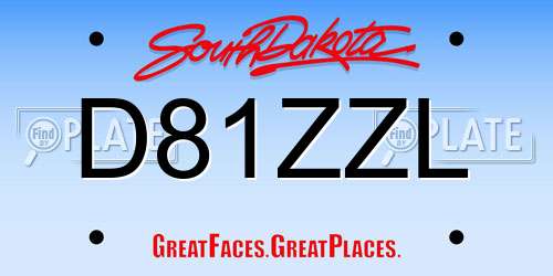 D81ZZL South Dakota License Plate