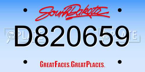 D820659 South Dakota License Plate