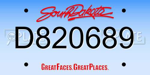 D820689 South Dakota License Plate