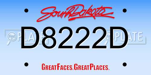 D8222D South Dakota License Plate