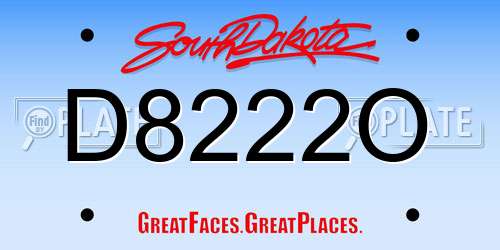 D8222O South Dakota License Plate