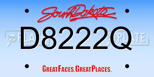 D8222Q South Dakota License Plate