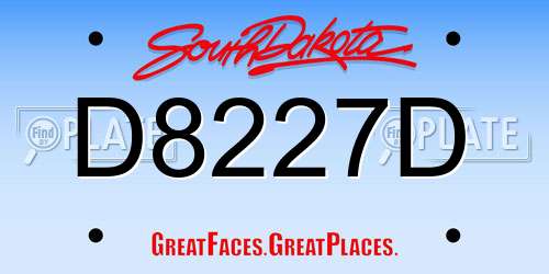D8227D South Dakota License Plate