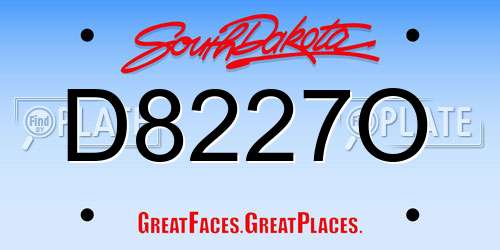 D8227O South Dakota License Plate
