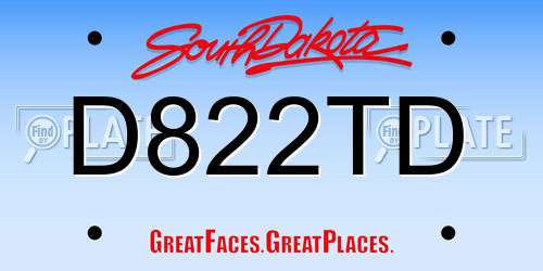 D822TD South Dakota License Plate