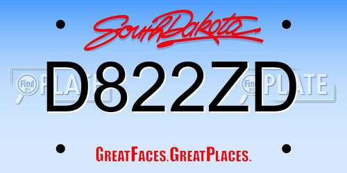 D822ZD South Dakota License Plate