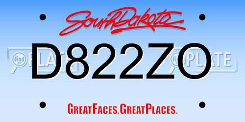 D822ZO South Dakota License Plate