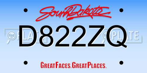 D822ZQ South Dakota License Plate
