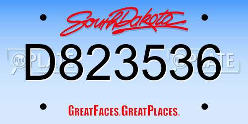 D823536 South Dakota License Plate
