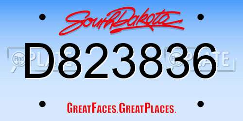 D823836 South Dakota License Plate