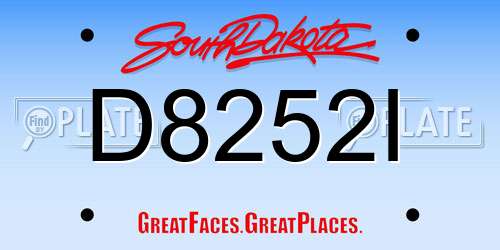 D8252I South Dakota License Plate