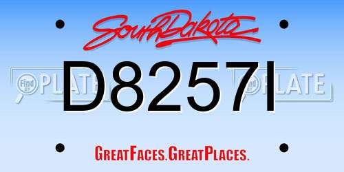 D8257I South Dakota License Plate