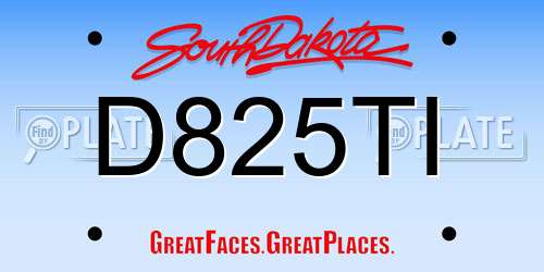 D825TI South Dakota License Plate