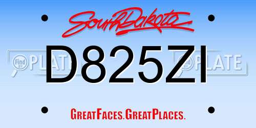 D825ZI South Dakota License Plate