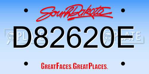 D82620E South Dakota License Plate