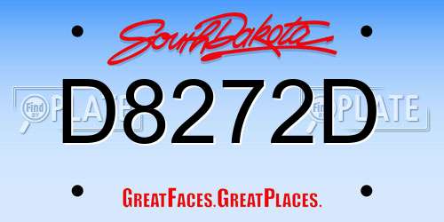 D8272D South Dakota License Plate