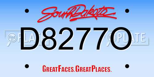 D8277O South Dakota License Plate