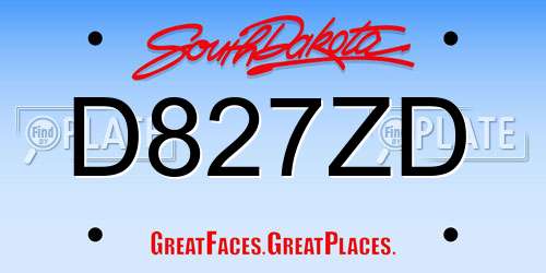 D827ZD South Dakota License Plate
