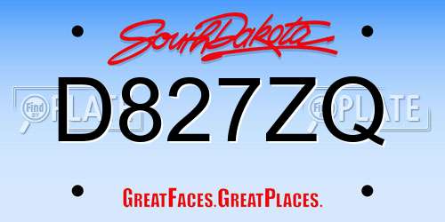 D827ZQ South Dakota License Plate