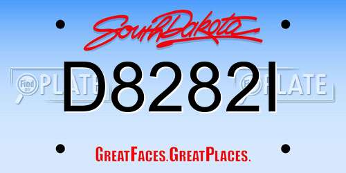 D8282I South Dakota License Plate