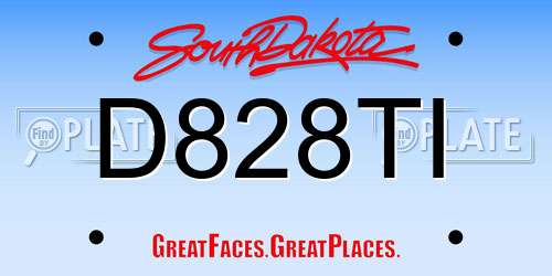 D828TI South Dakota License Plate