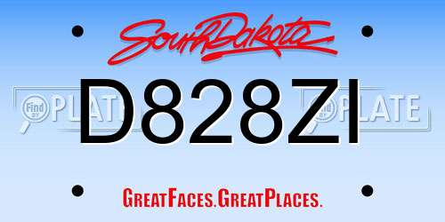 D828ZI South Dakota License Plate