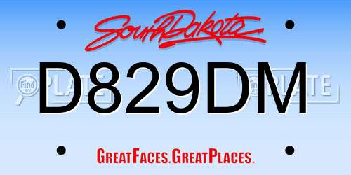 D829DM South Dakota License Plate