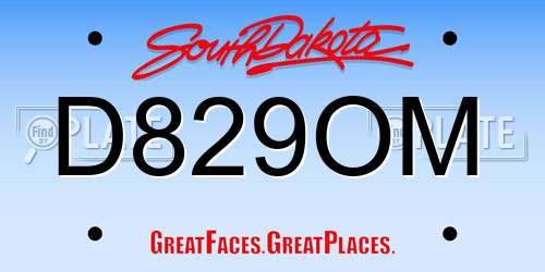 D829OM South Dakota License Plate