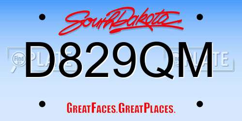 D829QM South Dakota License Plate