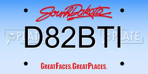 D82BTI South Dakota License Plate