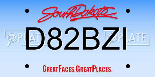 D82BZI South Dakota License Plate