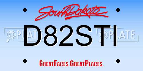 D82STI South Dakota License Plate