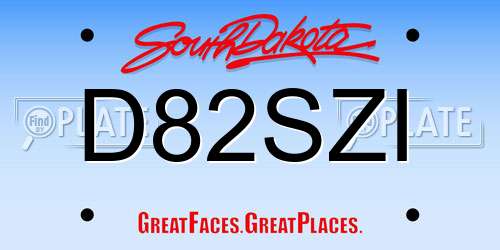 D82SZI South Dakota License Plate