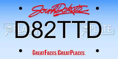 D82TTD South Dakota License Plate