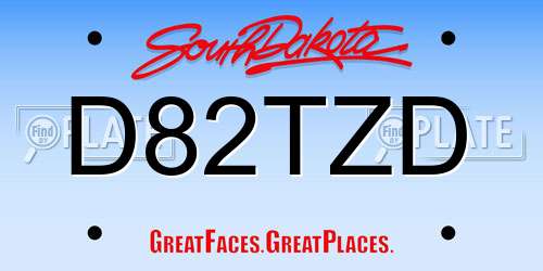 D82TZD South Dakota License Plate