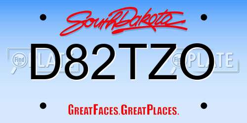 D82TZO South Dakota License Plate