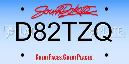 D82TZQ South Dakota License Plate