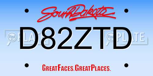 D82ZTD South Dakota License Plate