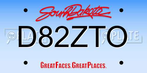D82ZTO South Dakota License Plate