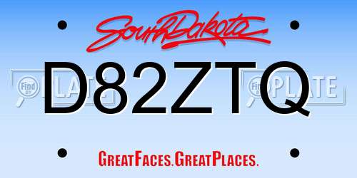 D82ZTQ South Dakota License Plate
