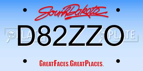 D82ZZO South Dakota License Plate