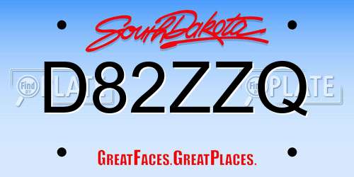 D82ZZQ South Dakota License Plate