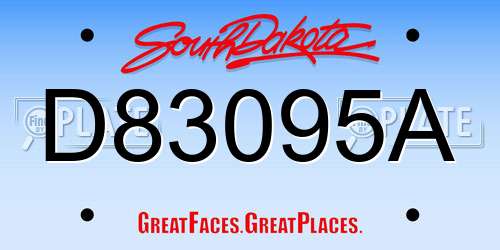 D83095A South Dakota License Plate