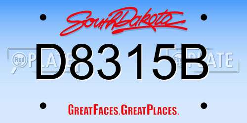 D8315B South Dakota License Plate
